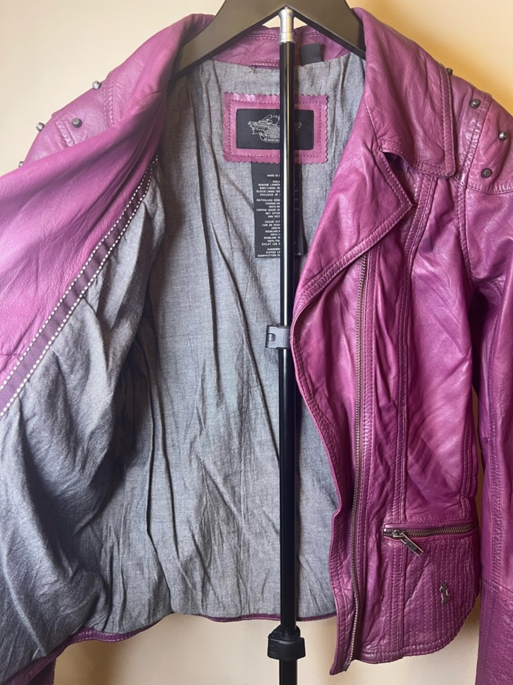 Harley Davidson‎ Purple Leather Moto Jacket Studded Small - Picture 12 of 16